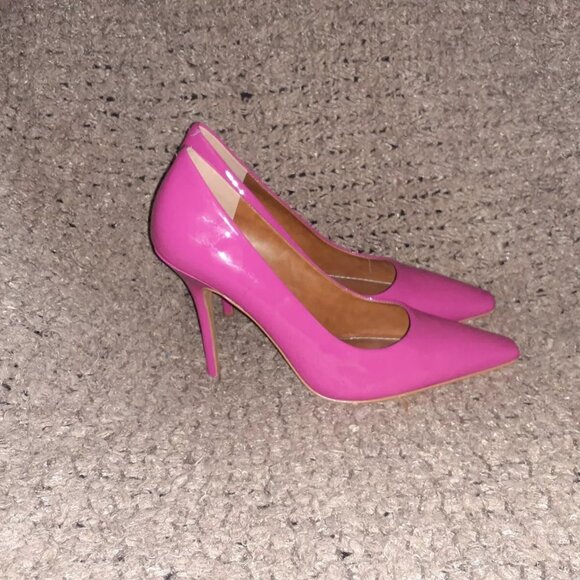 L'INTERVALLE-Bright Pink Patent Leather Stiletto Pumps-Stunning!-Sz 10-Near Mint - Picture 4 of 7